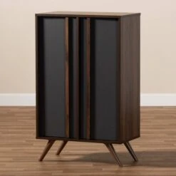 2 Door Naoki Two-Tone Wood Shoe Cabinet Gray/Walnut - Baxton Studio -Home Furniture Shop-Baxton Studio GUEST c4df493a e023 413a 88ff 2ca3e9ce874b