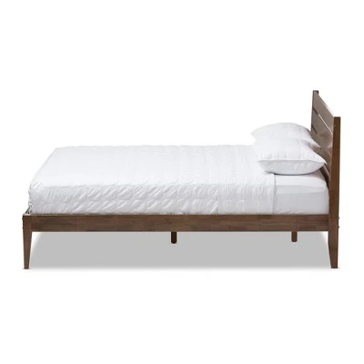 Elmdon Mid Century Modern Solid Wood Slatted Headboard Style Platform Bed Brown - Baxton Studio 9 Elmdon Mid Century Modern Solid Wood Slatted Headboard Style Platform Bed Brown - Baxton Studio - Image 7