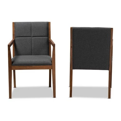 Set Of 2 Theresa Fabric Upholstered Wood Living Room Accent Chair - Baxton Studio 3 Set Of 2 Theresa Fabric Upholstered Wood Living Room Accent Chair - Baxton Studio