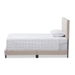Twin Brookfield Modern And Contemporary Fabric Upholstered Bed Beige - Baxton Studio