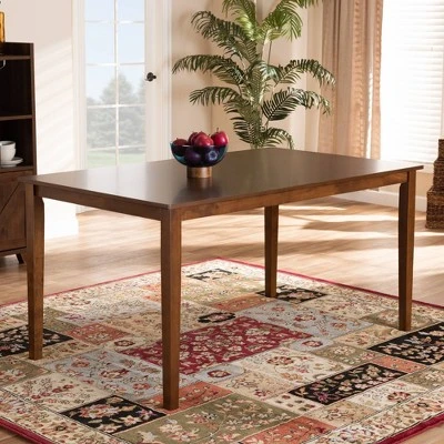 Eveline Rectangular Wood Dining Table Walnut Brown - Baxton Studio 6 Eveline Rectangular Wood Dining Table Walnut Brown - Baxton Studio - Image 4