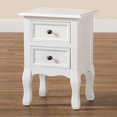 Caelan Wood 2 Drawer Nightstand White - Baxton Studio 12 Caelan Wood 2 Drawer Nightstand White - Baxton Studio - Image 10