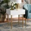 Marcin Wood And Metal 1 Drawer Nightstand White/Gold - Baxton Studio -Home Furniture Shop-Baxton Studio GUEST c709e420 a3b4 4b04 a182 098acf8e0065