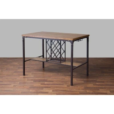 Vintner Pub Counter Height Dining Set Black/Brown - Baxton Studio 6 Vintner Pub Counter Height Dining Set Black/Brown - Baxton Studio - Image 4