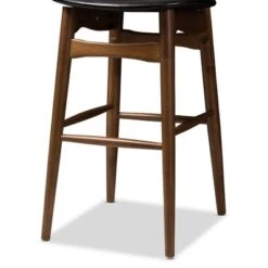 Set Of 2 Flora Mid-Century Modern Walnut Finished Wood Upholstered Barstools Black - Baxton Studio -Home Furniture Shop-Baxton Studio GUEST c73f8f04 ba94 4ac6 aa30 69cc5525075b