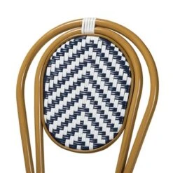 2pc Alaire Bamboo Style Stackable Bistro Dining Chair Set White/Blue/Brown - Baxton Studio