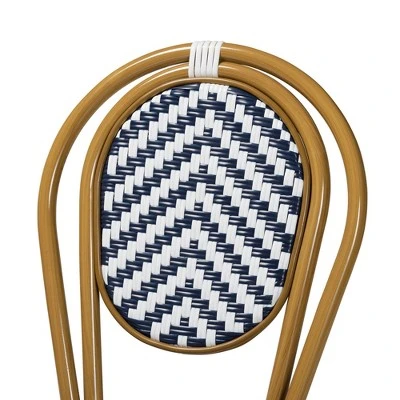 2pc Alaire Bamboo Style Stackable Bistro Dining Chair Set White/Blue/Brown - Baxton Studio 3 2pc Alaire Bamboo Style Stackable Bistro Dining Chair Set White/Blue/Brown - Baxton Studio