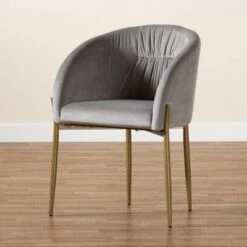 Ballard Velvet Fabric Upholstered Metal Dining Chair - Baxton Studio -Home Furniture Shop-Baxton Studio GUEST c7f95f14 64b5 4040 897d a5d31eb73c75