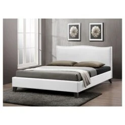 Queen Battersby Modern Bed With Upholstered Headboard White - Baxton Studio
