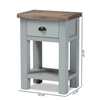Hastin Two-Tone Wood 1 Drawer Nightstand Brown/Gray - Baxton Studio 12 Hastin Two-Tone Wood 1 Drawer Nightstand Brown/Gray - Baxton Studio - Image 10