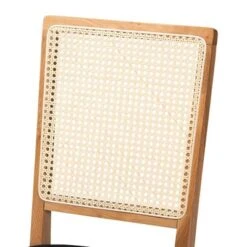 Set Of 2 Idris Fabric Upholstered Rattan Dining Chairs Black/Oak Brown - Baxton Studio -Home Furniture Shop-Baxton Studio GUEST c84c4c21 70b1 418c 9c4b a43d46f80b2c