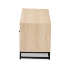 Ardon Bohemian Wood And Metal 2 Door Natural Rattan TV Stand For TVs Up To 40" Light Brown/Black - Baxton Studio -Home Furniture Shop-Baxton Studio GUEST c883117a 8d1a 4f4a 9329 39bf0ec33549