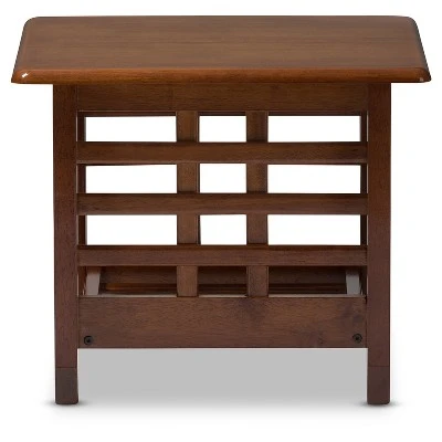 Larissa Modern Classic Mission Style Living Room Occasional End Table - Cherry Brown - Baxton Studio 4 Larissa Modern Classic Mission Style Living Room Occasional End Table - Cherry Brown - Baxton Studio - Image 2