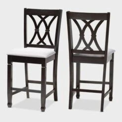 2pc Reneau Finished Wood Counter Height Pub Chairs - Baxton Studio -Home Furniture Shop-Baxton Studio GUEST c8badf80 1662 437d a21a acc9e4728ea3