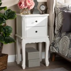 2 Drawer Sophia Wood Nightstand White - Baxton Studio -Home Furniture Shop-Baxton Studio GUEST c92f3cf2 7a88 4c9e ad60 024b8dfbe213