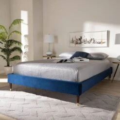 Full Volden Velvet Wood Platform Bed Frame Blue - Baxton Studio 11 Full Volden Velvet Wood Platform Bed Frame Blue - Baxton Studio -Home Furniture Shop-Baxton Studio GUEST c94bfbdb 85b4 4155 a329 8b170f1bd34b