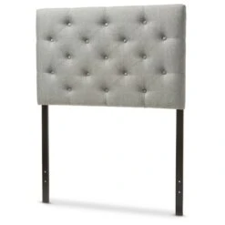 Twin Viviana Modern And Contemporary Fabric Upholstered Button Tufted Headboard Gray - Baxton Studio