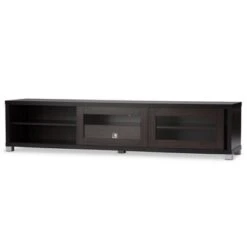 Beasley Cabinet With 2 Sliding Doors And Drawer TV Stand For TVs Up To 70" Dark Brown - Baxton Studio