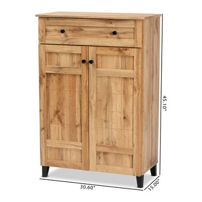 Glidden Wood 1 Drawer Shoe Storage Cabinet Oak Brown - Baxton Studio 13 Glidden Wood 1 Drawer Shoe Storage Cabinet Oak Brown - Baxton Studio - Image 11