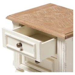 Marquetterie French Provincial Style Weathered Oak Wash Distressed Wood Finish Two - Tone 2 - Drawer And 1 - Shelf Nightstand - White - Baxton Studio 8 Marquetterie French Provincial Style Weathered Oak Wash Distressed Wood Finish Two - Tone 2 - Drawer And 1 - Shelf Nightstand - White - Baxton Studio -Home Furniture Shop-Baxton Studio GUEST ca09ca95 5a02 49e3 a216 38b6e4562300