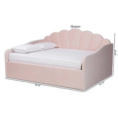 Queen Timila Velvet Fabric Upholstered Daybed Light Pink - Baxton Studio 10 Queen Timila Velvet Fabric Upholstered Daybed Light Pink - Baxton Studio - Image 8