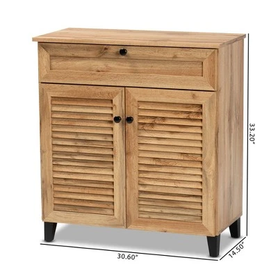 Coolidge Wood 1 Drawer Storage Cabinet Oak Brown - Baxton Studio 13 Coolidge Wood 1 Drawer Storage Cabinet Oak Brown - Baxton Studio - Image 11