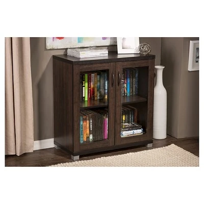 Zentra Modern And Contemporary Sideboard Storage Cabinet With Glass Doors - Dark Brown - Baxton Studio 5 Zentra Modern And Contemporary Sideboard Storage Cabinet With Glass Doors - Dark Brown - Baxton Studio - Image 3