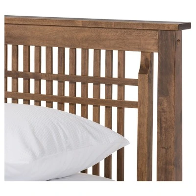 Loafey Mid-Century Modern Solid Wood Window-Pane Style Platform Bed - Baxton Studio 4 Loafey Mid-Century Modern Solid Wood Window-Pane Style Platform Bed - Baxton Studio - Image 2