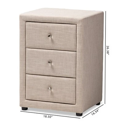 Tessa 3 Drawer Nightstand - Baxton Studio 9 Tessa 3 Drawer Nightstand - Baxton Studio - Image 7