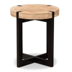 Horace Wood And Metal End Table Brown/Black - Baxton Studio