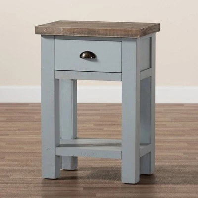 Hastin Two-Tone Wood 1 Drawer Nightstand Brown/Gray - Baxton Studio 10 Hastin Two-Tone Wood 1 Drawer Nightstand Brown/Gray - Baxton Studio - Image 8