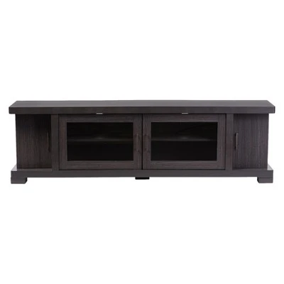Viveka Wood Cabinet With 2 Glass Doors And 2 Doors TV Stand For TVs Up To 75" Dark Brown - Baxton Studio 3 Viveka Wood Cabinet With 2 Glass Doors And 2 Doors TV Stand For TVs Up To 75" Dark Brown - Baxton Studio