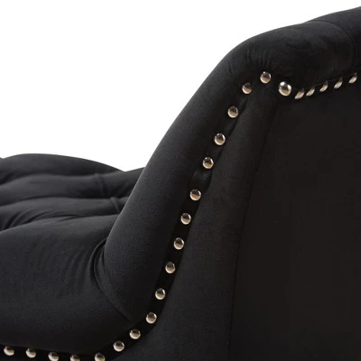 Chandelle Luxe And Contemporary Velvet Upholstered Bench Black - Baxton Studio 6 Chandelle Luxe And Contemporary Velvet Upholstered Bench Black - Baxton Studio - Image 4