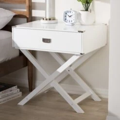 Curtice 1 Drawer Wooden Nightstand White - Baxton Studio -Home Furniture Shop-Baxton Studio GUEST ce09b581 f042 4fcc 8b58 5dd6eb0ff09e
