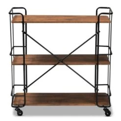 Neal Metal And Wood Kitchen Serving Cart Walnut/Black - Baxton Studio -Home Furniture Shop-Baxton Studio GUEST ce0b3a95 c19d 4388 a39f 380776512eec