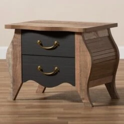 Romilly Country Cottage Farmhouse Oak Finished Wood 2 Drawer Nightstand Black/Brown - Baxton Studio -Home Furniture Shop-Baxton Studio GUEST ce7089a5 8355 4775 b408 c2814adf4ac1