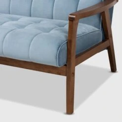 Asta Velvet Upholstered Wood Sofa Light Blue/Walnut - Baxton Studio 14 Asta Velvet Upholstered Wood Sofa Light Blue/Walnut - Baxton Studio -Home Furniture Shop-Baxton Studio GUEST ce8a6718 47ab 438a 8687 ba663a4370c1