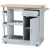 Donnie Wood Kitchen Storage Cart Light Gray/Natural - Baxton Studio