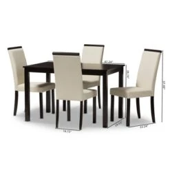 5pc Daveney Modern And Contemporary Espresso Faux Leather Upholstered Dining Set Cream, Dark Brown - Baxton Studio -Home Furniture Shop-Baxton Studio GUEST cfaa023c 171d 4a2d a145 6f8162b19abd