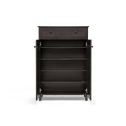 Glidden Wood Modern Shoe Cabinet (Tall) Dark Brown - Baxton Studio