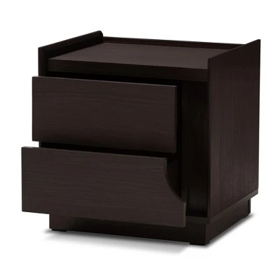 Larsine Finished 2 Drawer Nightstand Brown - Baxton Studio 6 Larsine Finished 2 Drawer Nightstand Brown - Baxton Studio - Image 4