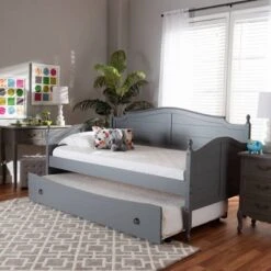 Twin Mara Wood Daybed With Trundle - Baxton Studio -Home Furniture Shop-Baxton Studio GUEST d100fdfc a843 478b 8cdd 43ff9dc9f27d
