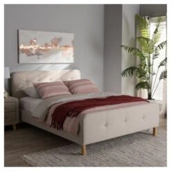 Full Samson Mid Century Fabric Upholstered Platform Bed Light Beige - Baxton Studio 9 Full Samson Mid Century Fabric Upholstered Platform Bed Light Beige - Baxton Studio -Home Furniture Shop-Baxton Studio GUEST d13f0848 7b2d 45cf a9a1 9632fdf7095c