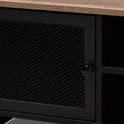 Connell Two-Tone Wood And Metal 2 Door TV Stand For TVs Up To 40" Natural Brown/Black - Baxton Studio 6 Connell Two-Tone Wood And Metal 2 Door TV Stand For TVs Up To 40" Natural Brown/Black - Baxton Studio - Image 4