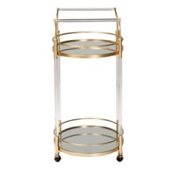 Nakano Metal And Glass 2 Tier Wine Cart Gold/Mirror - Baxton Studio -Home Furniture Shop-Baxton Studio GUEST d180e7c1 79d8 44c7 9838 393d70129208