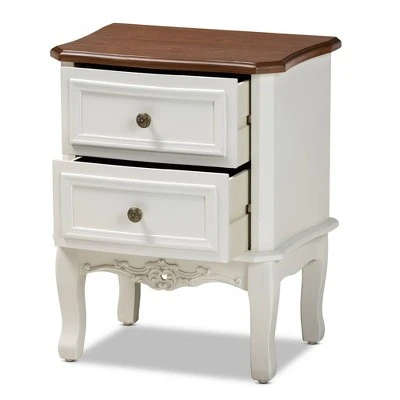 2 Drawer Darlene Wood Nightstand White/Cherry Brown - Baxton Studio 3 2 Drawer Darlene Wood Nightstand White/Cherry Brown - Baxton Studio