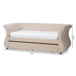Twin Cherine Classic And Contemporary Fabric Upholstered Daybed With Trundle Beige - Baxton Studio -Home Furniture Shop-Baxton Studio GUEST d23d609b 8cd2 41bf b86b fb7c3c9a37f3