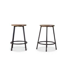 Vintner Pub Counter Height Dining Set Black/Brown - Baxton Studio
