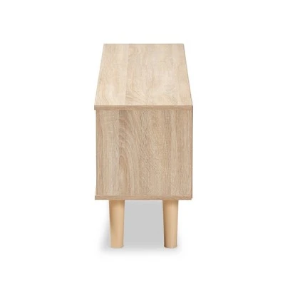 Mallory Two-Toned Oak Wood TV Stand For TVs Up To 55" Oak/Gray - Baxton Studio 5 Mallory Two-Toned Oak Wood TV Stand For TVs Up To 55" Oak/Gray - Baxton Studio - Image 3