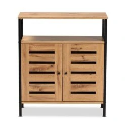 Vander Wood And Metal 2 Door Shoe Cabinet Oak Brown/Black - Baxton Studio 15 Vander Wood And Metal 2 Door Shoe Cabinet Oak Brown/Black - Baxton Studio -Home Furniture Shop-Baxton Studio GUEST d39e755c fced 4859 ae30 d880d93212a0